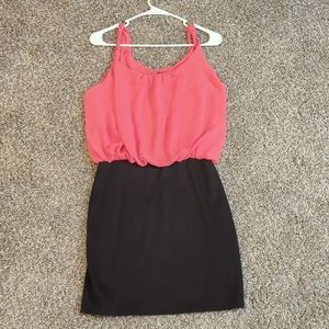 Pink and Black mini skirt dress Sz L